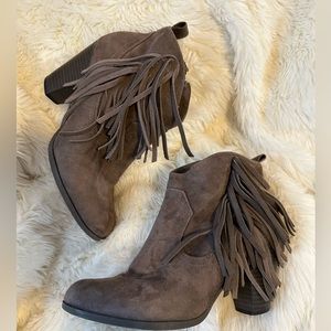 Fringe ankle booties